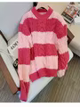 Motif de Film plus lâche laine de raton laveur tricot femme hiver mode couleur rayure chanvre chanda