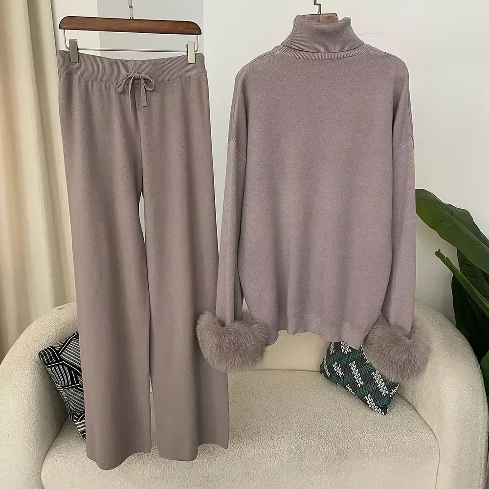 Pull en fourrure de vraie fourrure de renard, chaud et naturel, manchettes, manteau, pantalon Long,