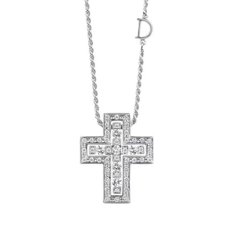 Collier Double croix à la mode et personnalisé, chaîne de sweat-shirt fendue Unique, chaîne de clavi