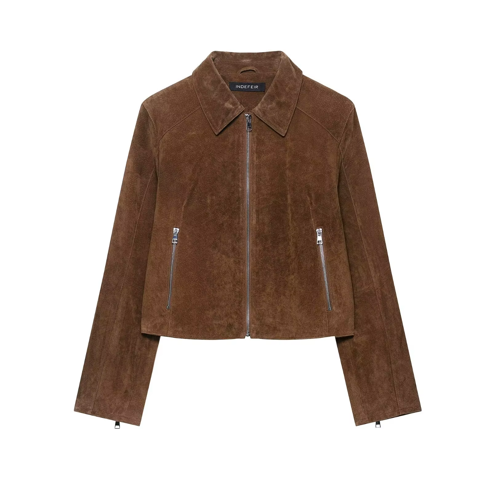 Veste en cuir tendance pour femme avec col zippé, style coréen, nouvelle collection automne, confort