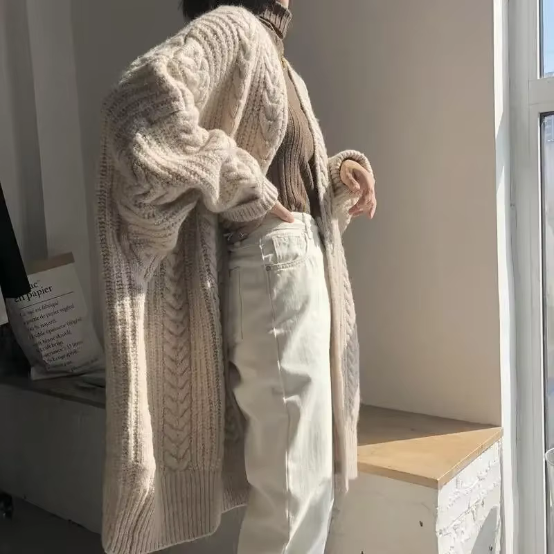 Cardigan pour femmes, pull tricoté de Style coréen, manteau col en V, vêtements d'extérieur à manche