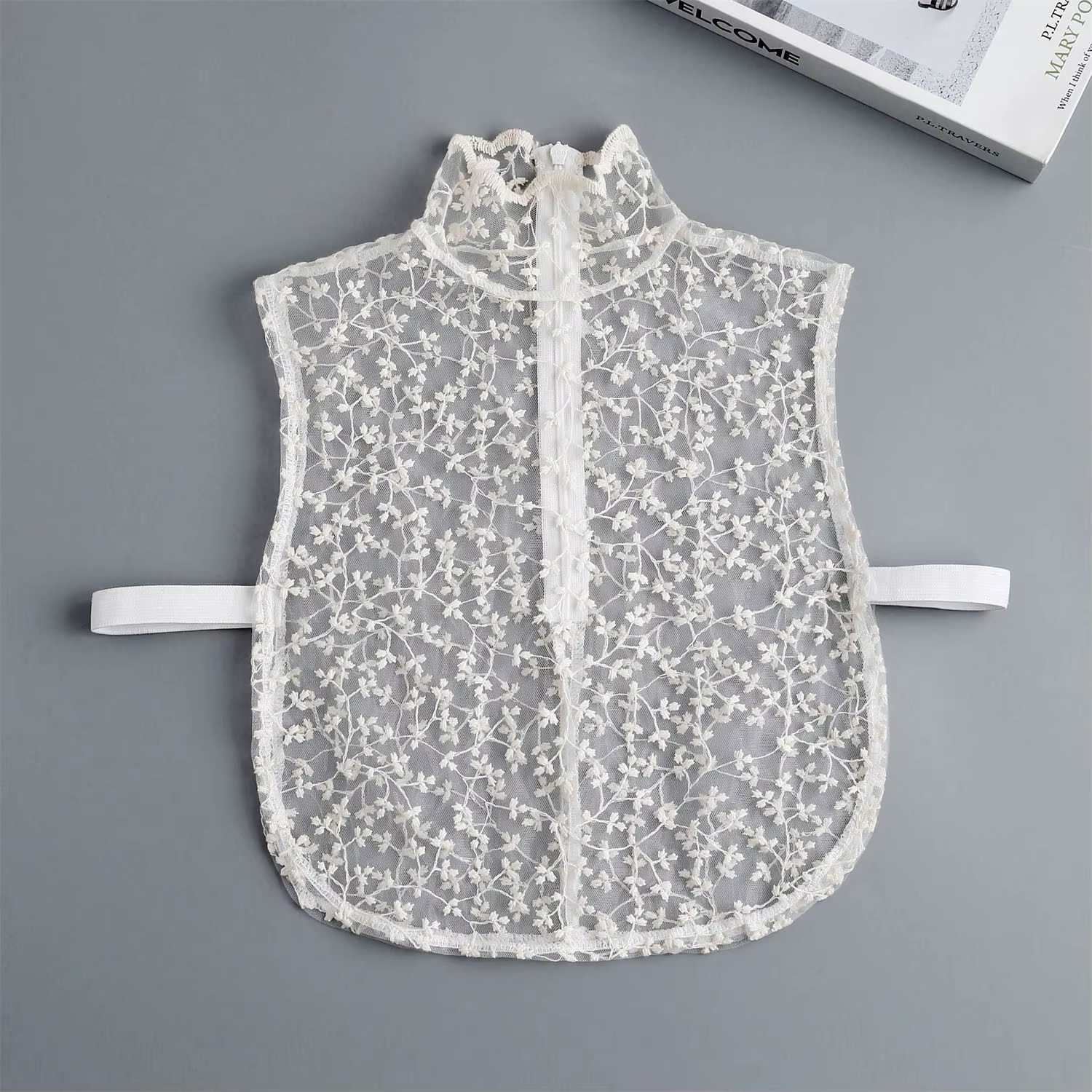 Faux col en dentelle pétale pour fille, magnifique et ludique, en pur coton, cravates de chemise, no