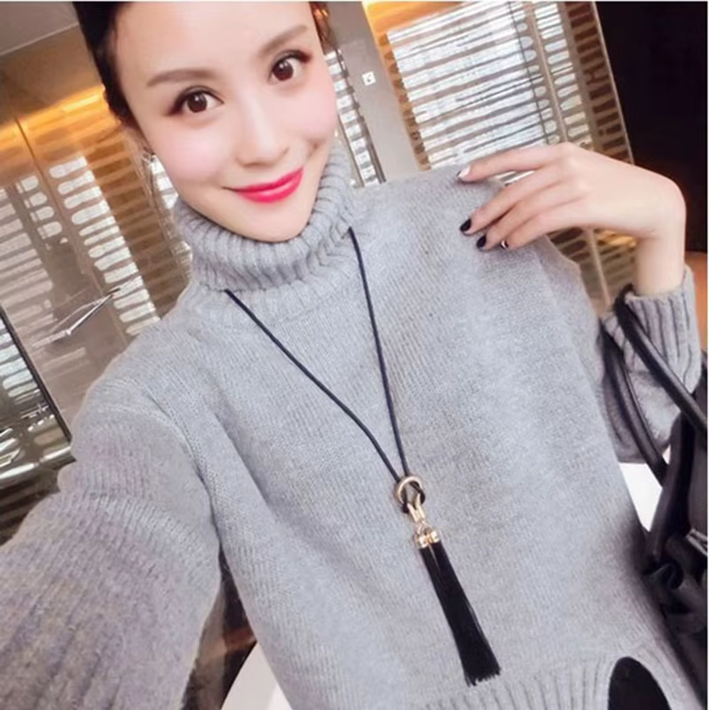 Élégant femme mode pendentif collier gland longue hiver pull chaîne collier femmes géométrique torsa
