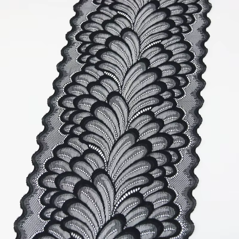 (3 mètres) 22 cm de dentelle élastique à motifs de feuilles pour accessoires vestimentaires, couture