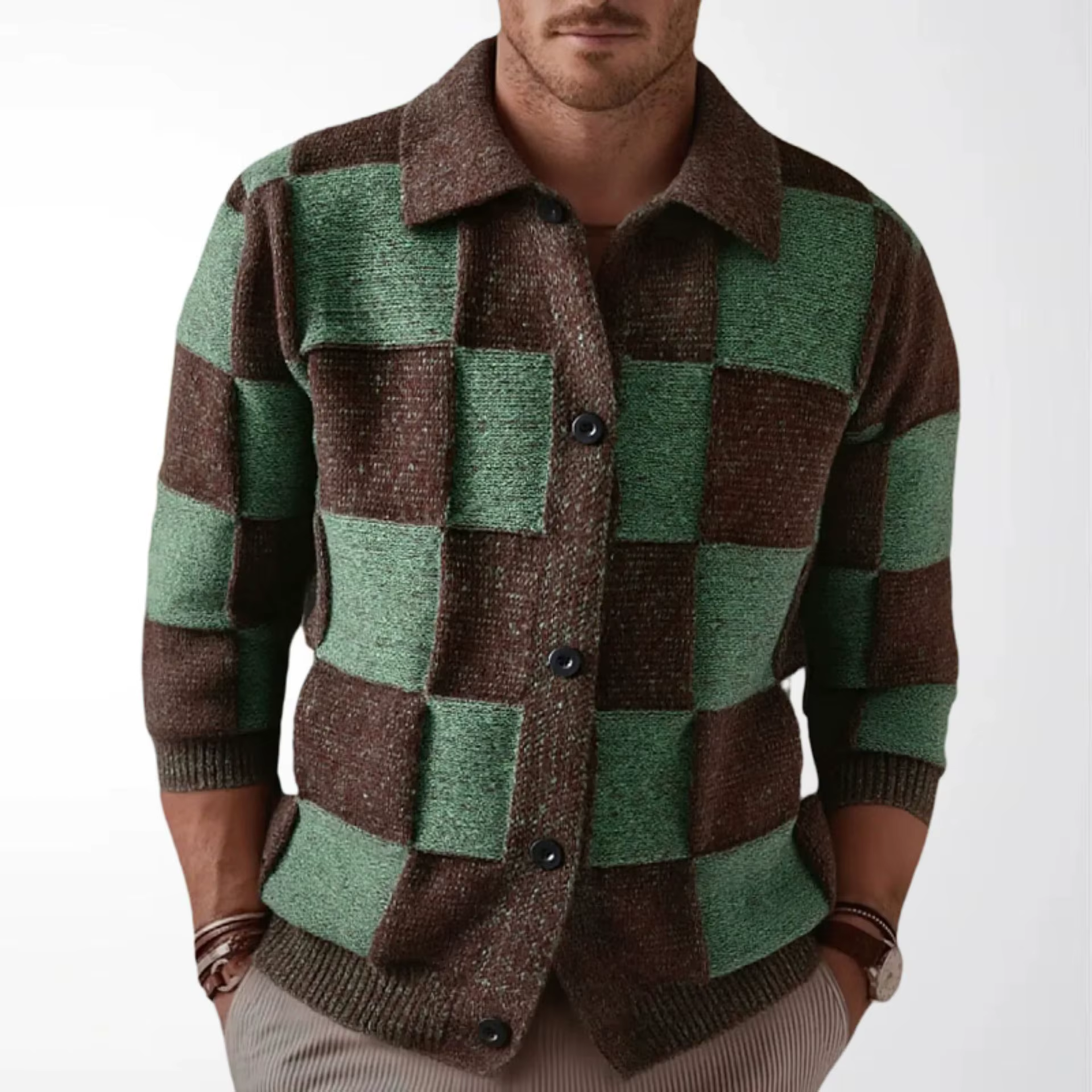 Nouveau Style britannique Vintage chandails pour hommes automne hiver classique Plaid à manches long