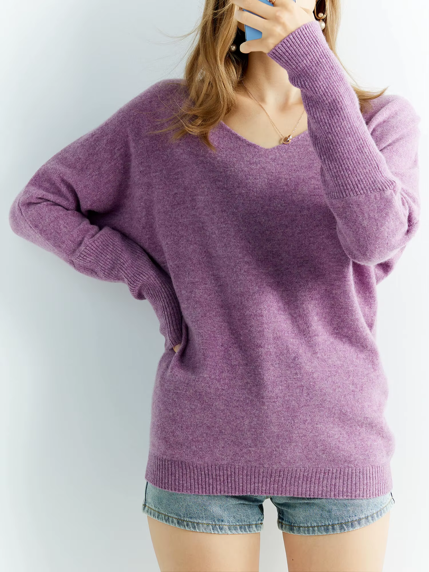 Pullover vintage à col en V en laine mérinos pour femmes, pulls en cachemire, haut d'hiver, pull d'a