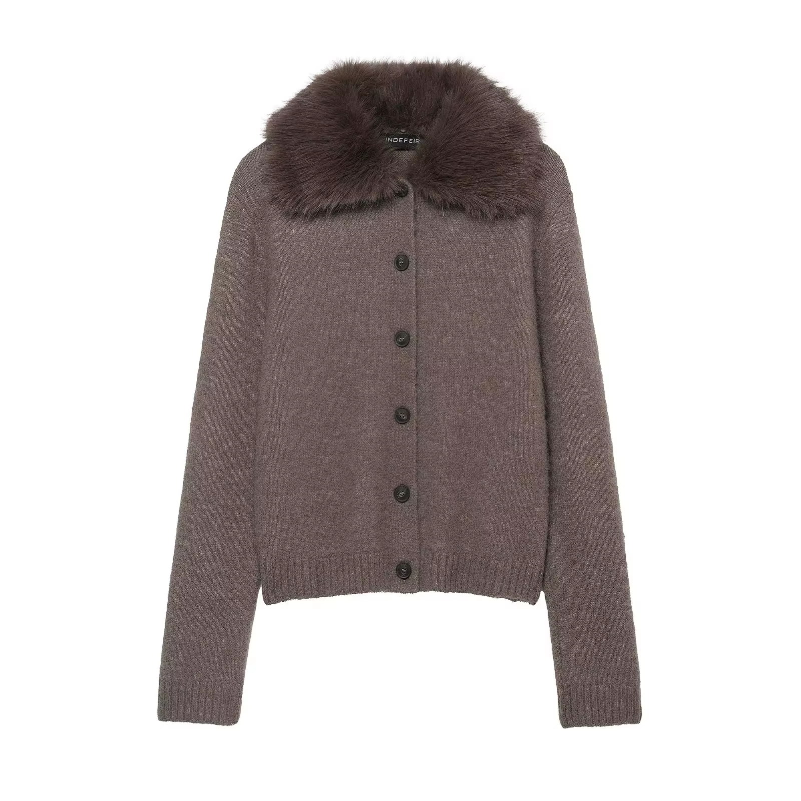 HH femmes hiver mode polyvalent fausse fourrure effet col rabattu tricoté veste femme simple boutonn