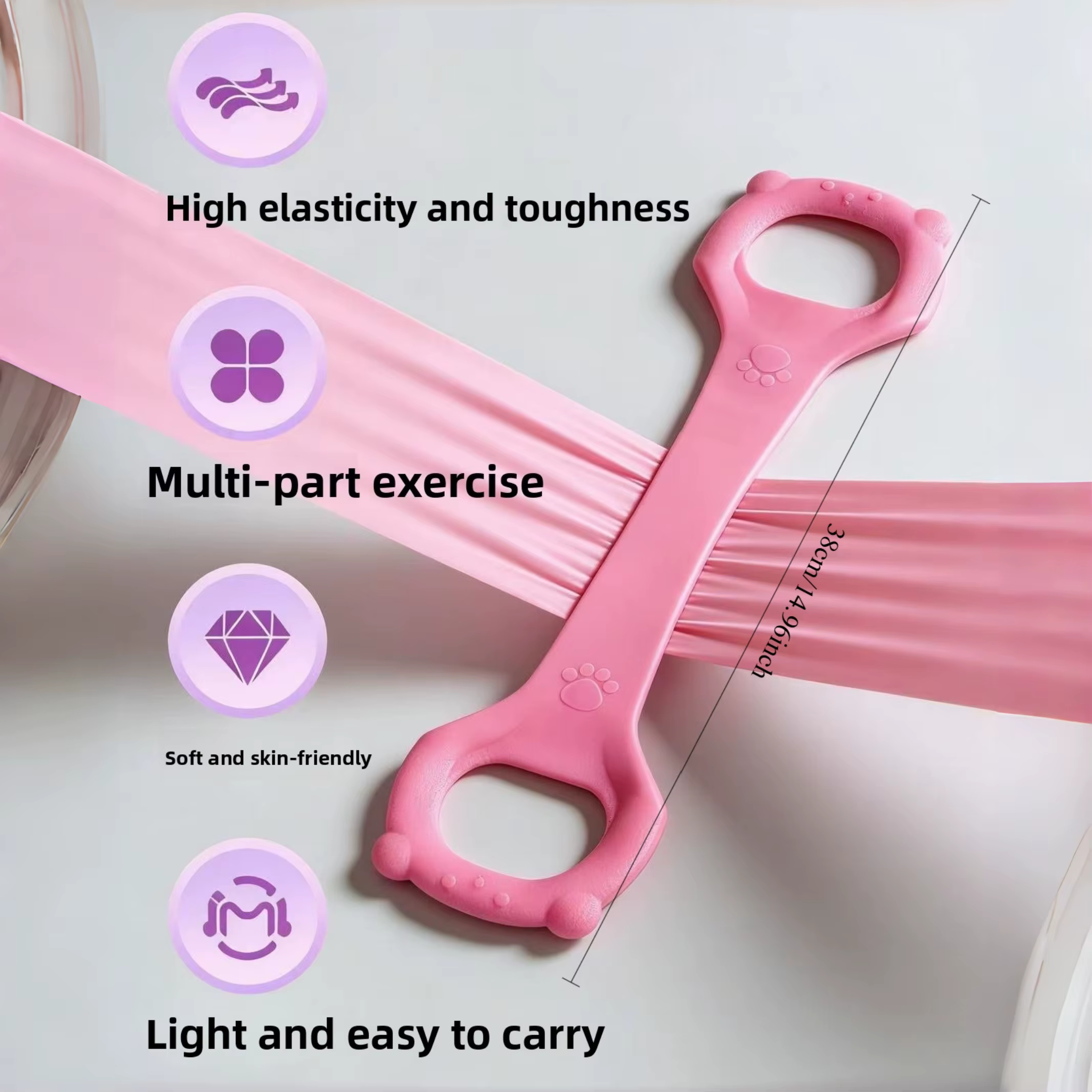Bande de Résistance Élastique en Silicone en Forme de 8 avec Poignées Ours Mignonnes pour Fitness à