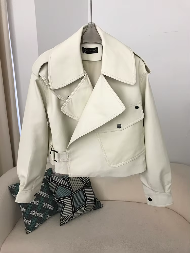 DEBAIFUR col rabattu veste en simili cuir PU Style américain printemps femmes Biker manteau moto amp