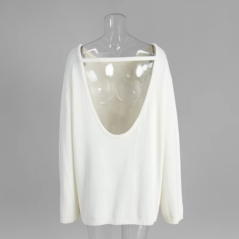 TARUXY dos nu tricoté pull femme ample Sexy à manches longues pull haut décontracté femmes tricots h