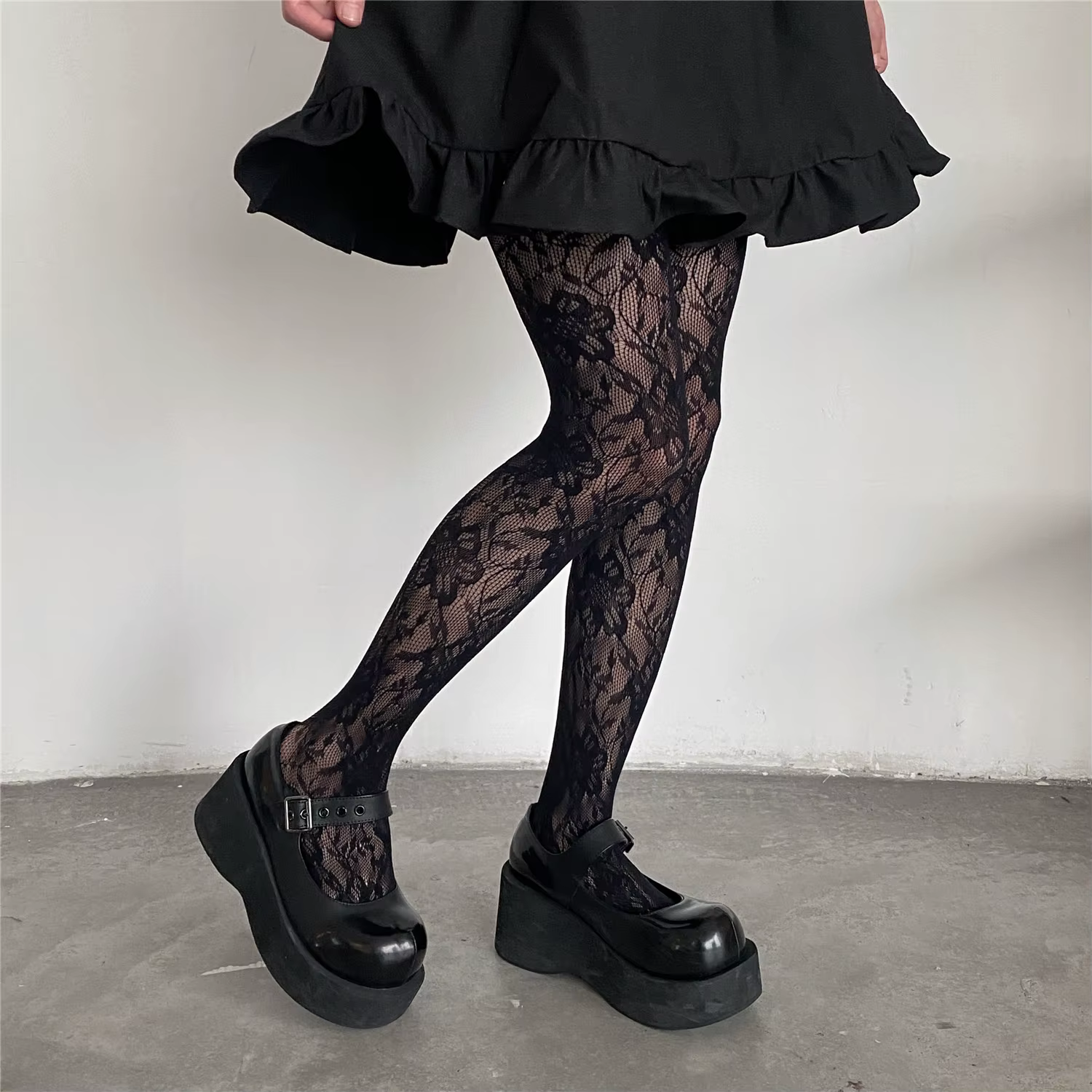 Mode fleur broderie maille évider collants Sexy femmes filet de pêche collants Cool fille coloré Hip