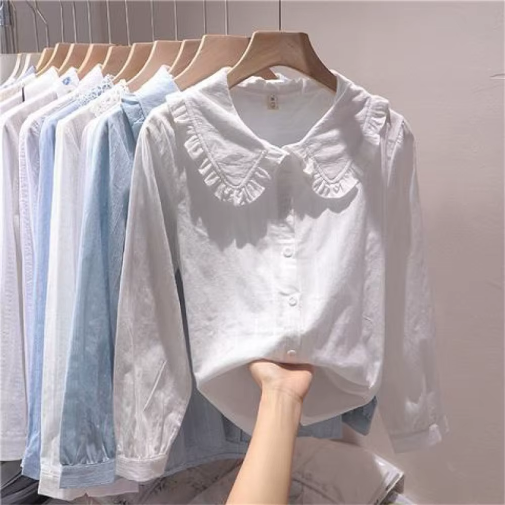 Automne printemps col claudine chemises femmes S-3XL élégant doux Preppy mode coréenne vêtements jap