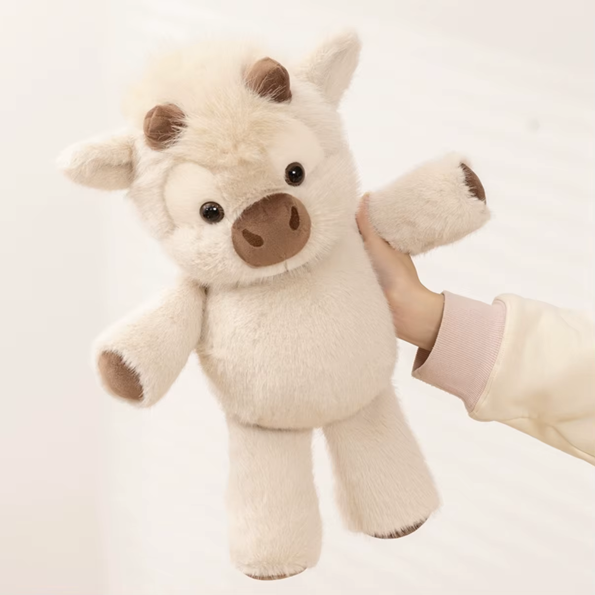 Peluche Kawaii Vache des Highlands 45 cm, jouet câlin en forme de vache qui court, en tissu doux de