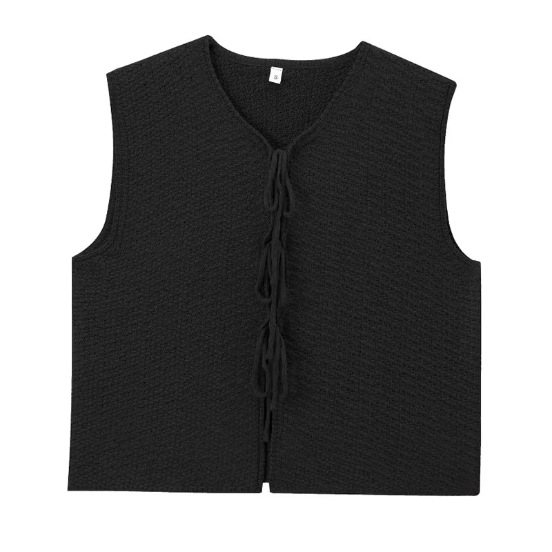 2025 chandails courts gilet rouge tricoté gilet femme à lacets sans manches chandails courts gilet n