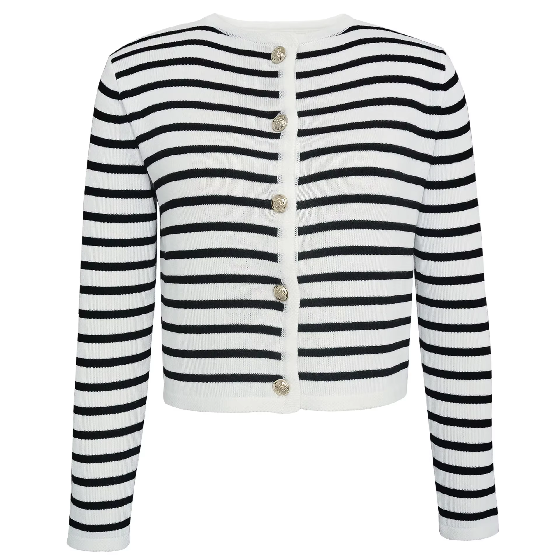 Pull rayé à manches longues pour femmes, cardigans à simple boutonnage, col rond, mode vintage décon