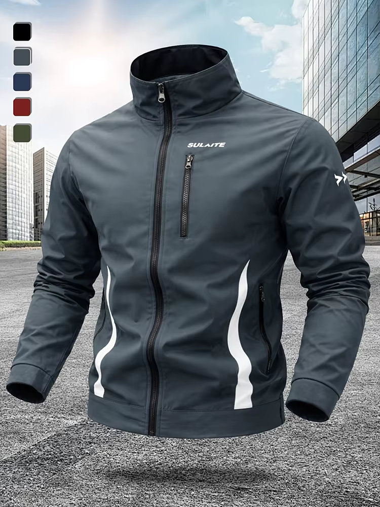 Veste décontractée à col montant pour hommes, coupe-vent léger, veste bomber, vêtements de sport, ma