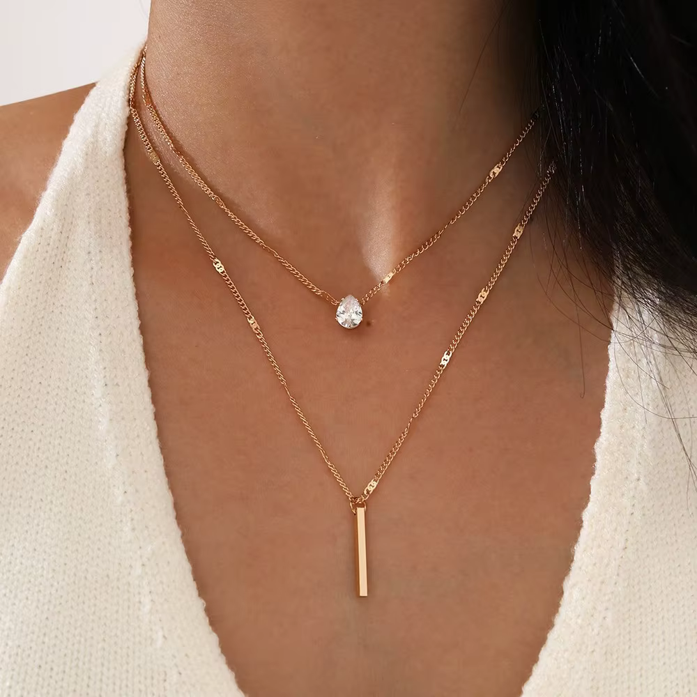 ChimZunderes-Collier pendentif multicouche pour femme, tour de cou JOChoker, bijoux brillants, cadea