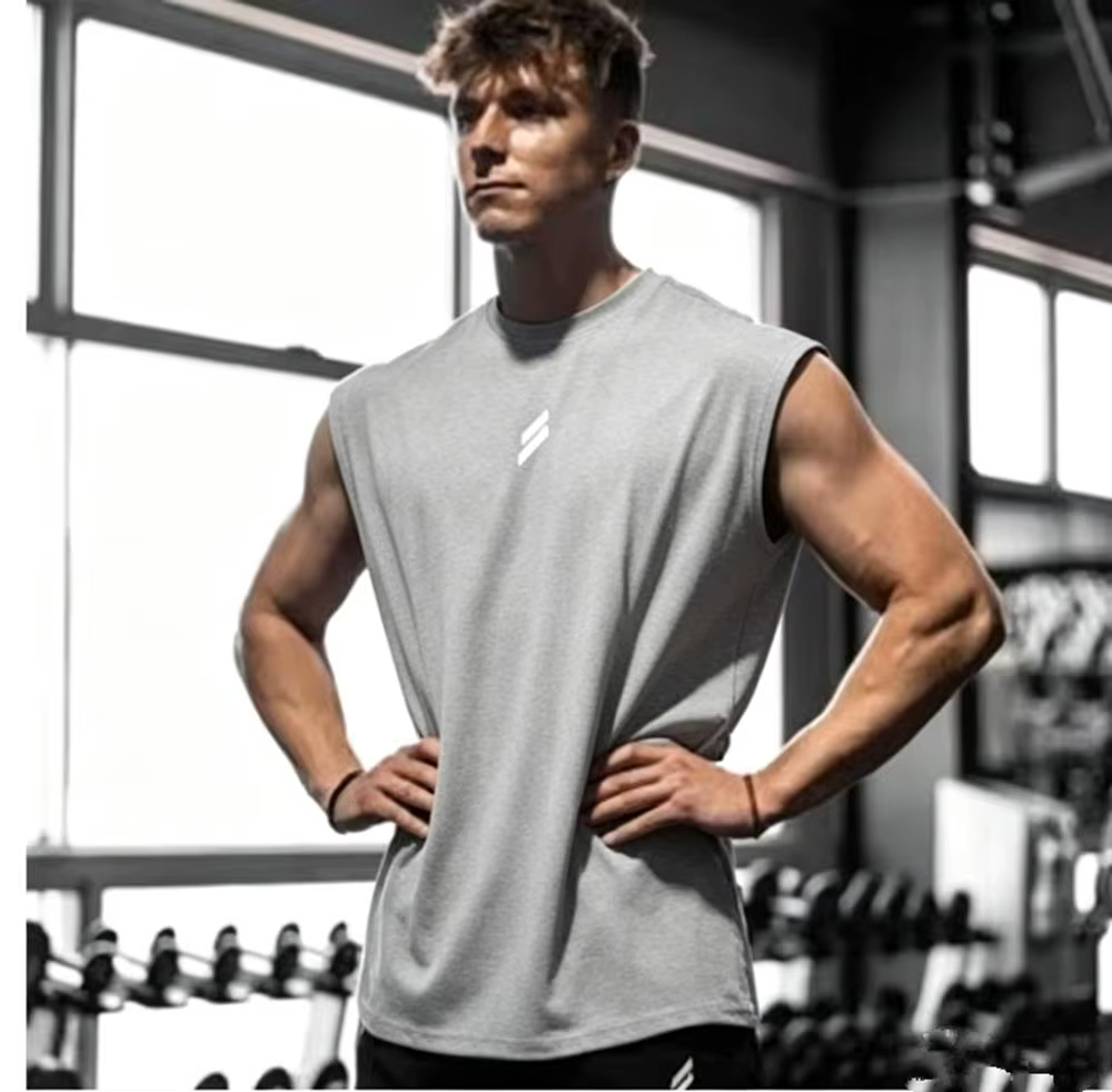 Chemises de sport sans manches pour hommes, pour la salle de sport, la course à pied, gilets en tiss