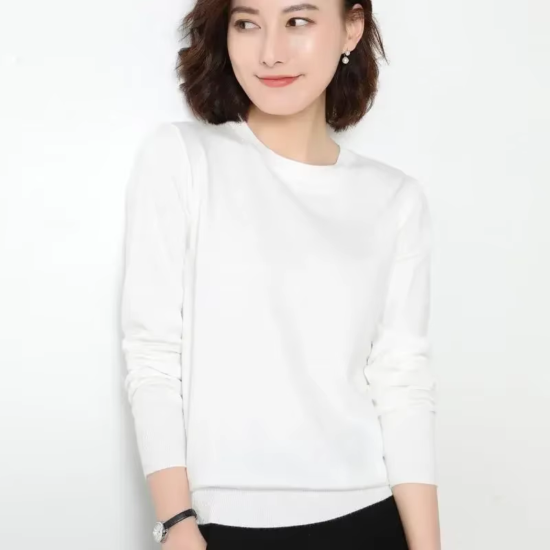 Pull Femme 2026 Col Rond Manches Longues Automne Hiver – Pulls Coréens Tendance, Chemises de Base, T