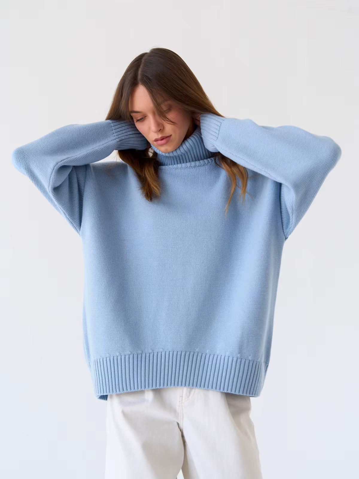Mode femmes pull à col roulé automne hiver nouveau tricot pull surdimensionné pull femme ample décon