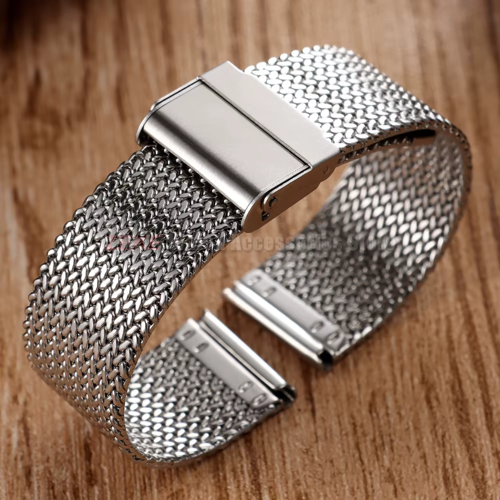 Bracelet en maille milanaise pour montre connectée, en acier inoxydable, avec boucle pliante DW, 16m