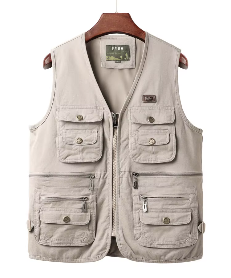 Gilet pour homme multi-poches sans manches, veste cargo pour homme, vêtements de travail en plein ai