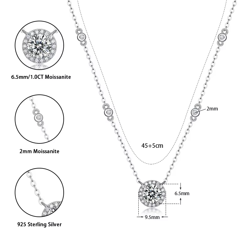M-JAJA 1ct Halo Moissanite pendentif collier pour femmes S925 en argent Sterling diamant collier ras