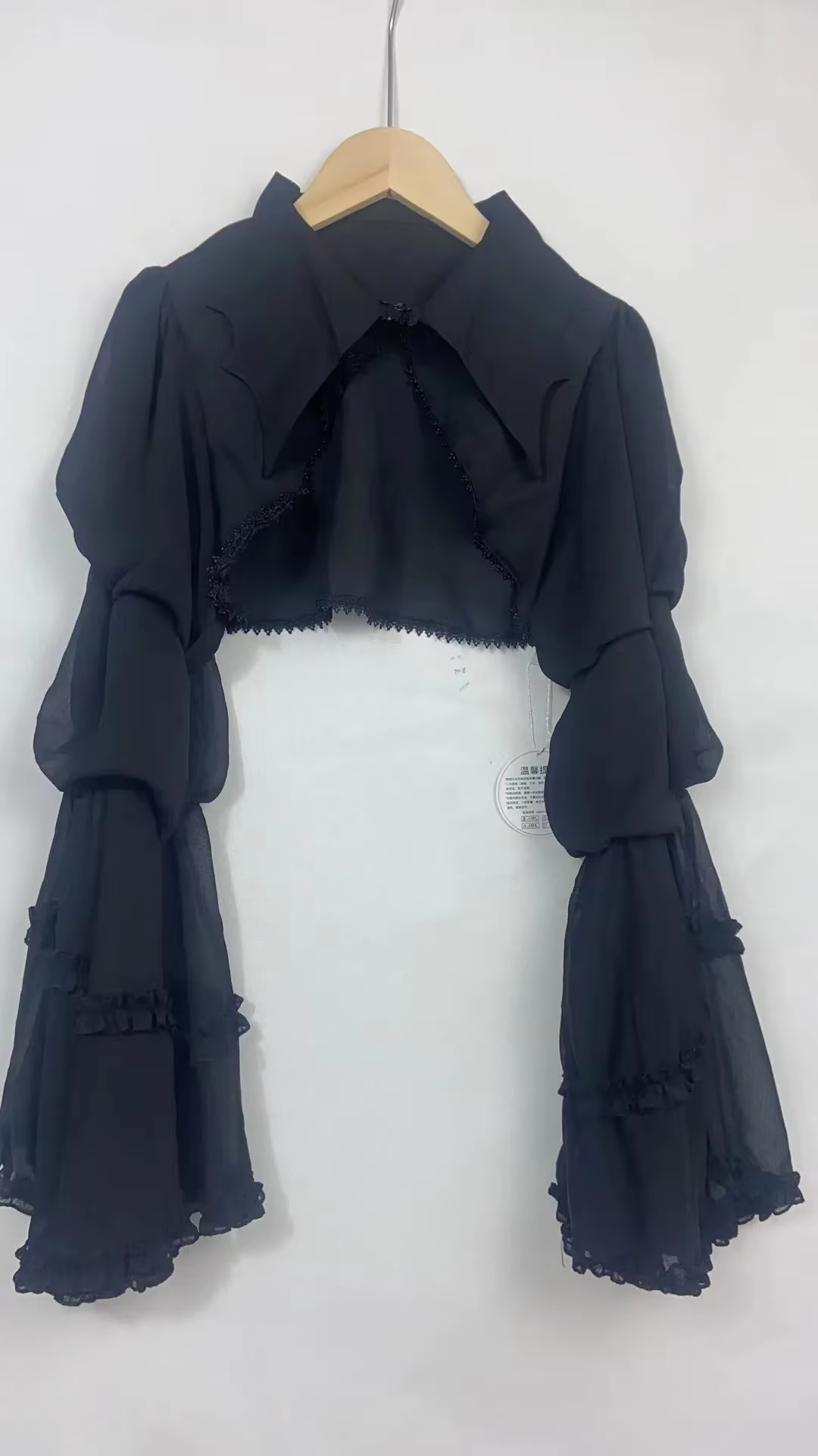 Cardigan gothique Lolita pour femmes, chemisier ample, manches bouffantes, dentelle, Patchwork, chem