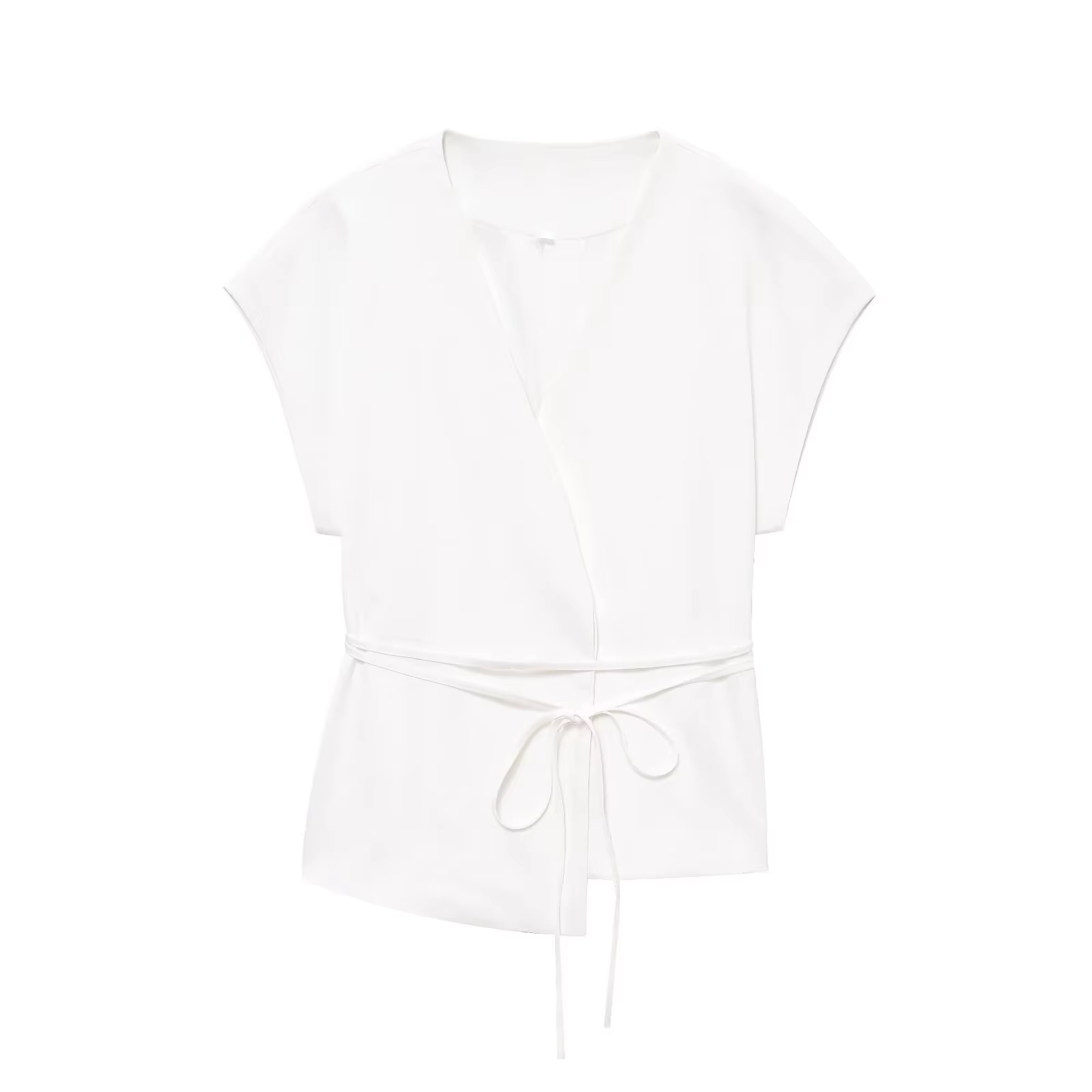 HH femmes pantalon costume solide col en v ceinture décorer gilets minces haut + mode taille haute b
