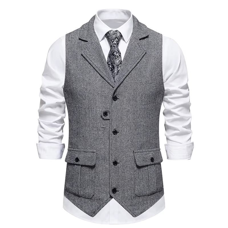 Poches en tweed grossier pour hommes, revers rétro, glaçure à chevrons, glaçure trempée, vintage déc
