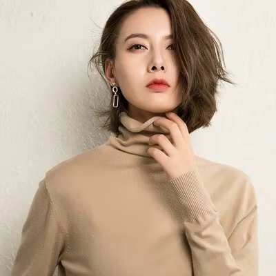 Pull à col roulé à manches longues pour femmes, chemises à fond coréen, tricots doux et chauds, pull