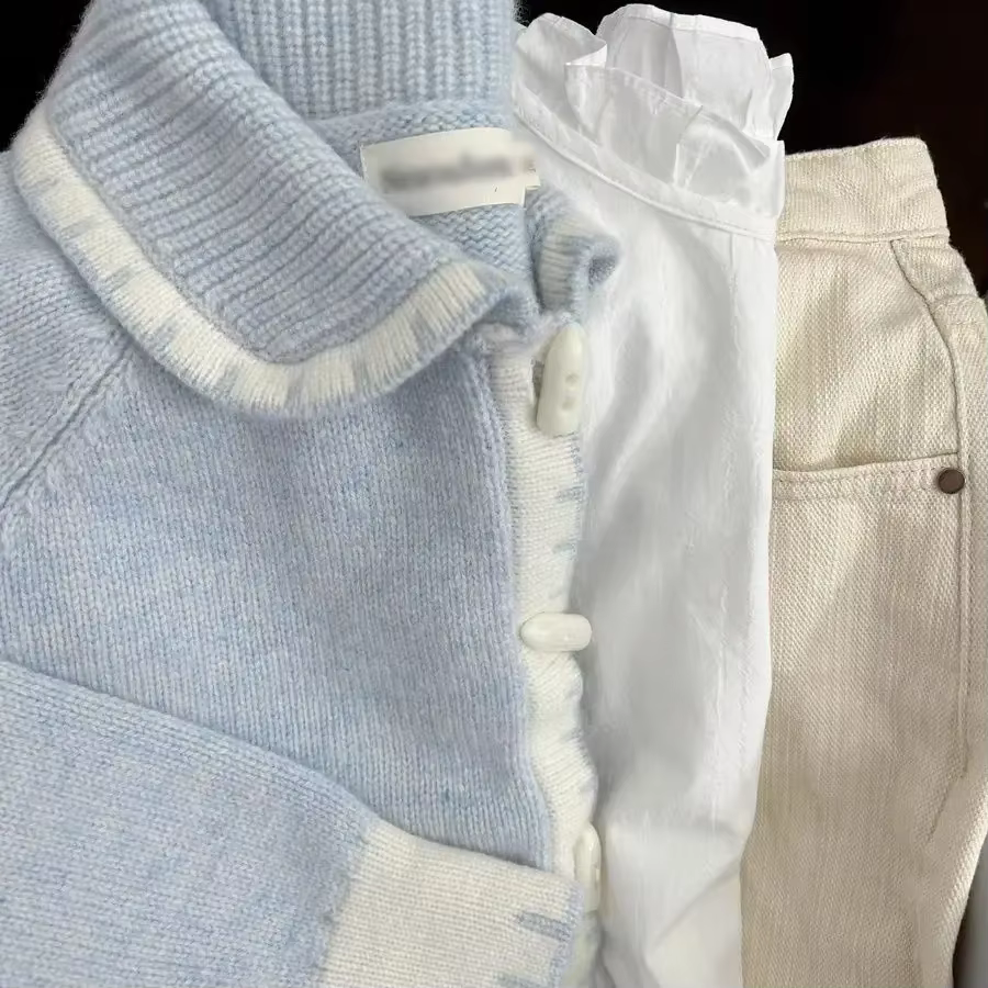 Pull en Corne à Col Beurre pour Femme, Petit Vent Paresseux, Début du Printemps, Nouveau Cardigan, M