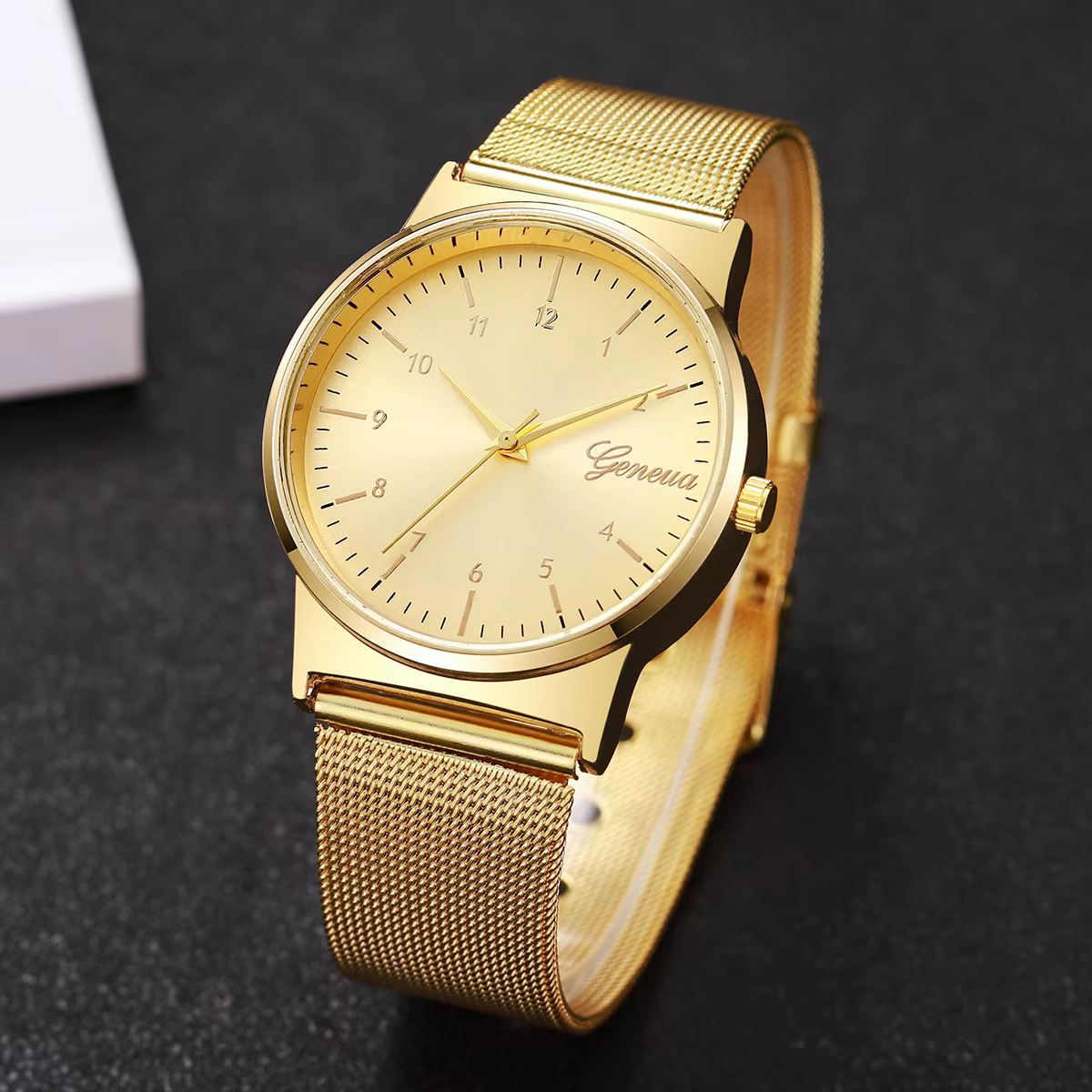Montre à quartz avec bracelet en maille pour femme, montres pour femme, horloge cadeau, cadran arabe