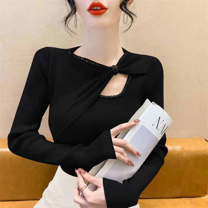 Chandails tricotés pour femmes avec strass automne mode coréenne vêtements ventes Y2k haut Vintage v