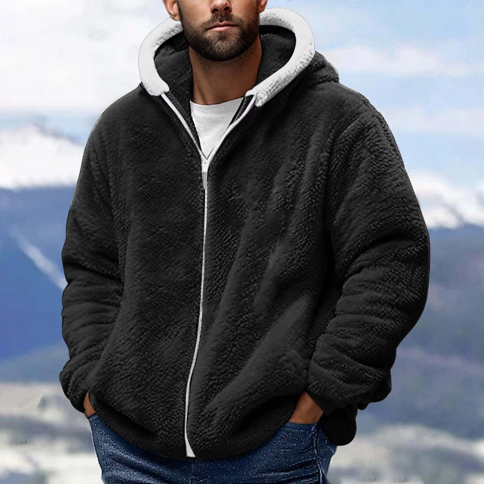 Veste chaude en velours Double face pour hommes, Cardigan à capuche à manches longues, mode automne-