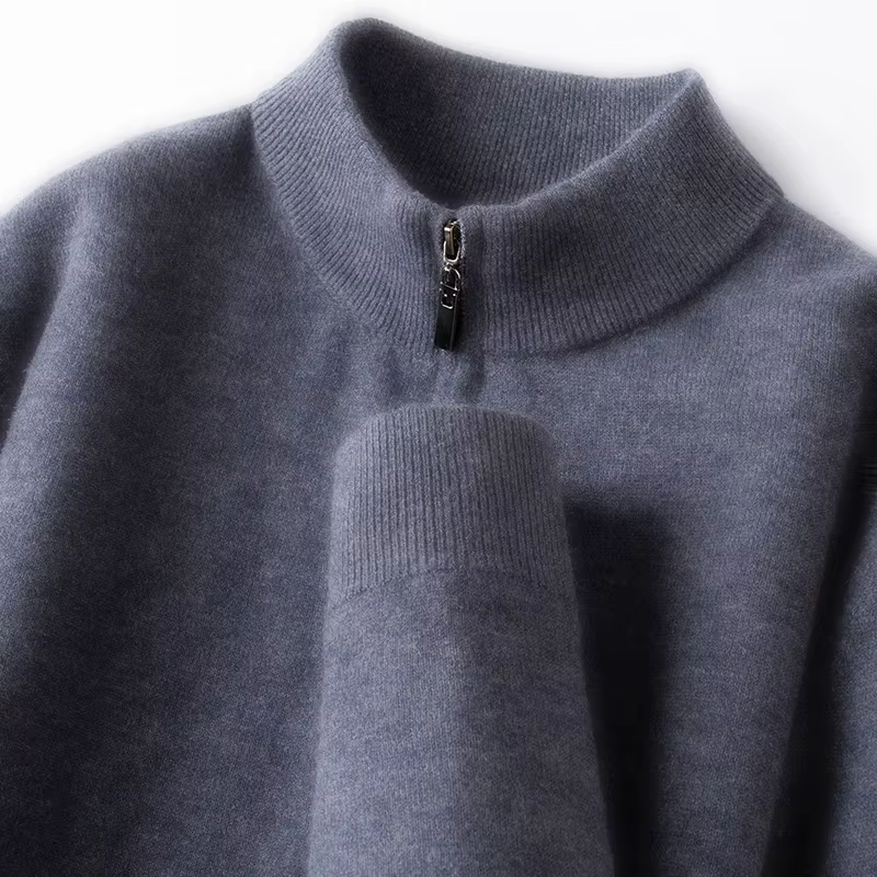 Pull 100 % laine mérinos australienne, fermeture éclair épaisse à col haut de 350 g, thermique et re