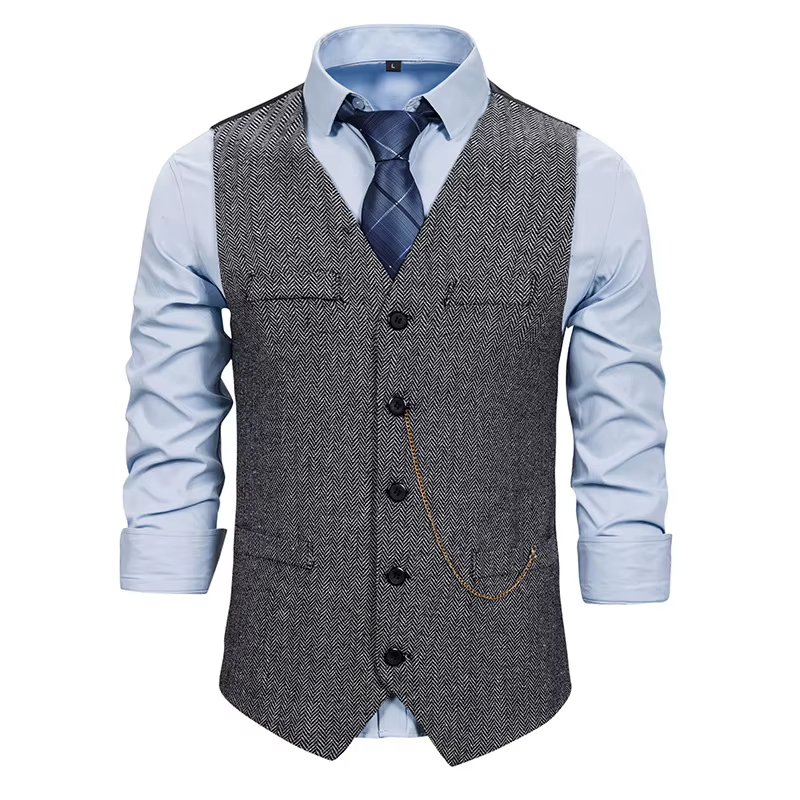 Hommes costume gilet chaîne gilet affaires mariage col en V décontracté hommes robe mâle Blazer gile