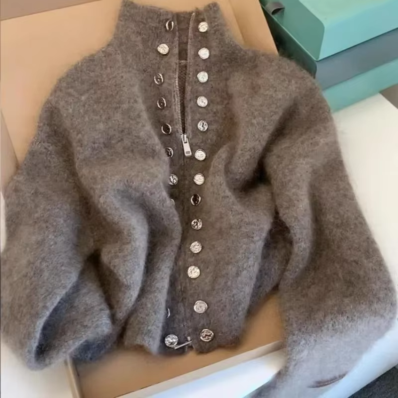 Cardigan tricoté moelleux de luxe pour femme, pull à Double boutonnage, manteau, haut de gamme, ferm