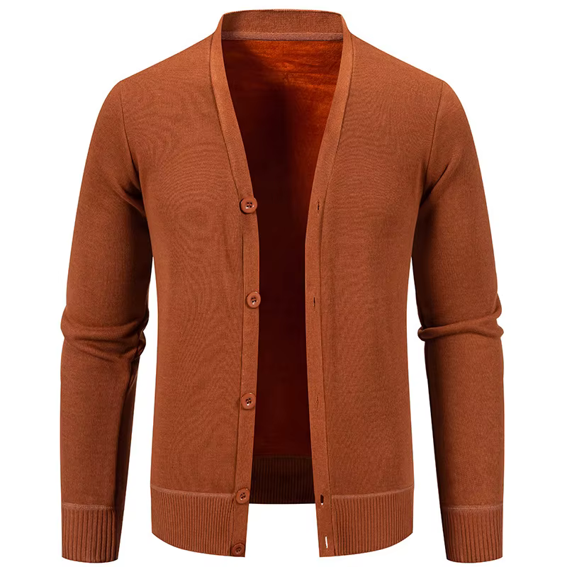 Cardigan ouvert à col en V pour homme, en tricot, en polaire épaisse, grande taille, style homme, au