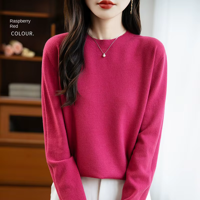 Femmes pull col rond automne hiver basique 100% Andy velours chaud décontracté Pulls pulls mode coré