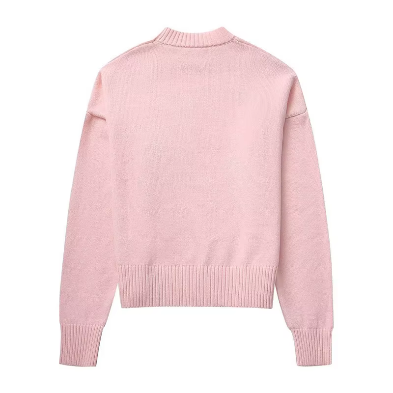 Pull de couleur unie pour femme, col rond, manches longues, ample, minimaliste, polyvalent, mode de