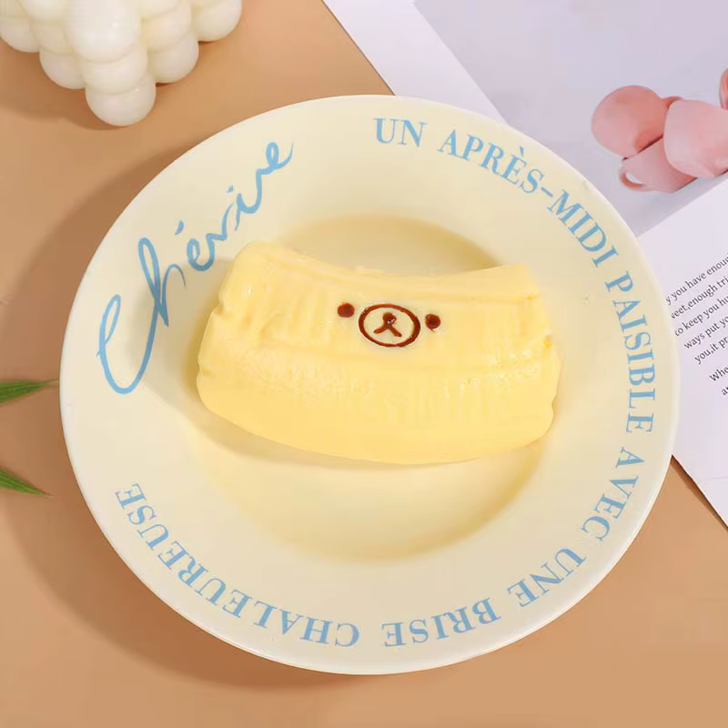 1 pièce Ours banane Squishy fait main, à remontée lente, super doux, jouet anti-stress et de décompr