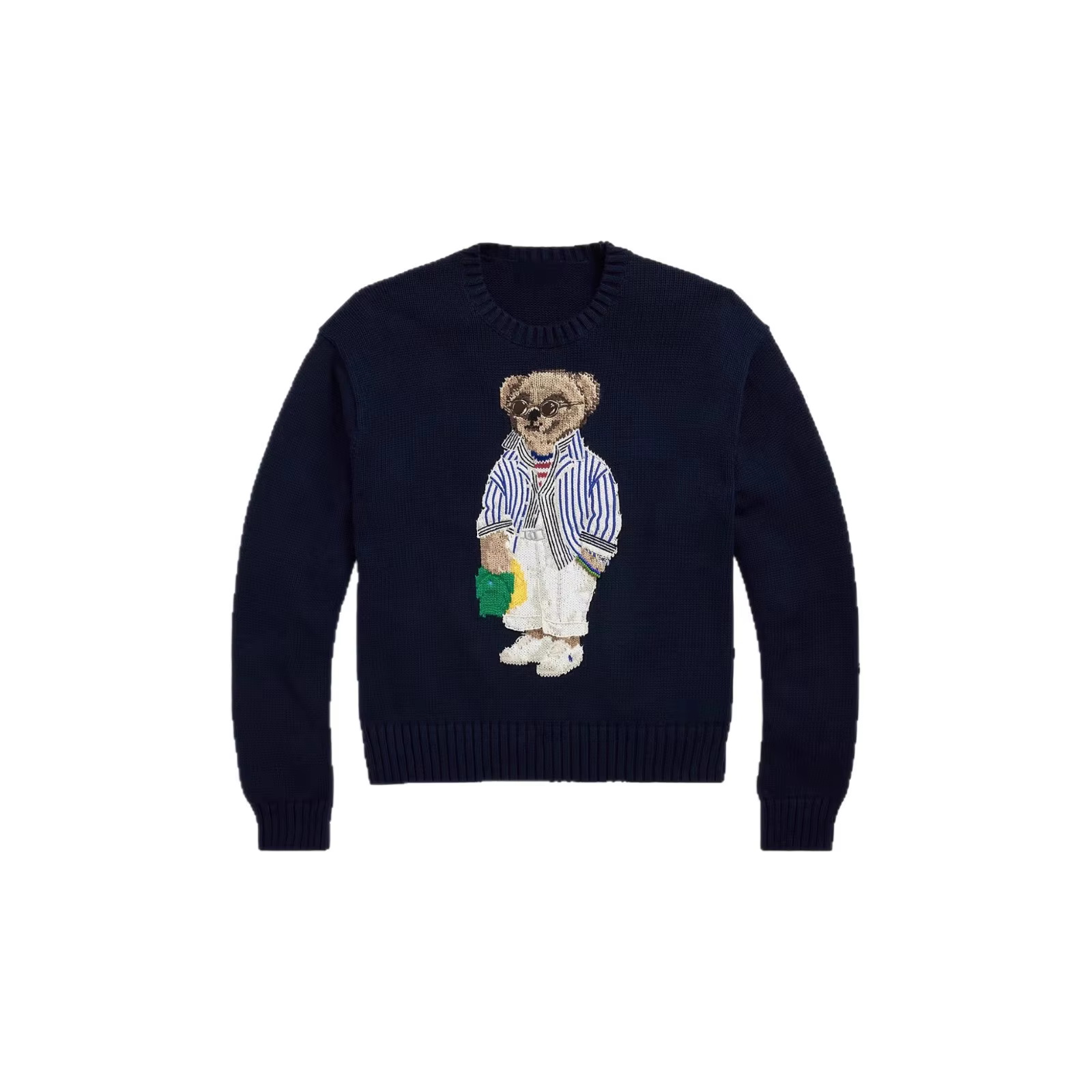 Pull en laine tricoté brodé motif dessin animé, col rond, mi-long, style décontracté et confortable