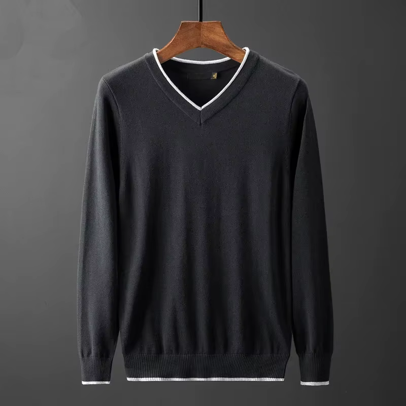 Hommes pull mode col en V tricoté pulls coupe ajustée printemps automne coréen hommes vêtements quot