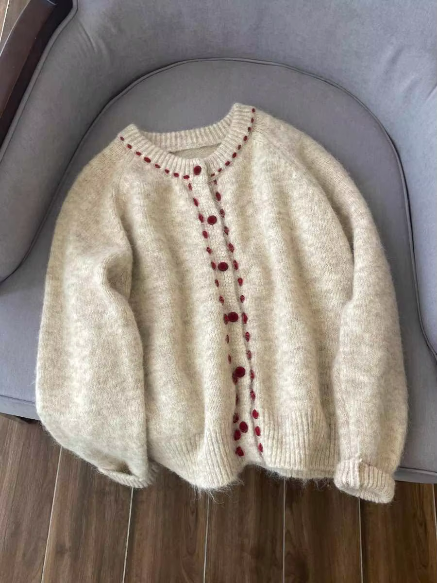 Pull Vintage à Col Rond et Simple Boutonnage pour Femme, Cardigan Chic, Style Français, Collection P