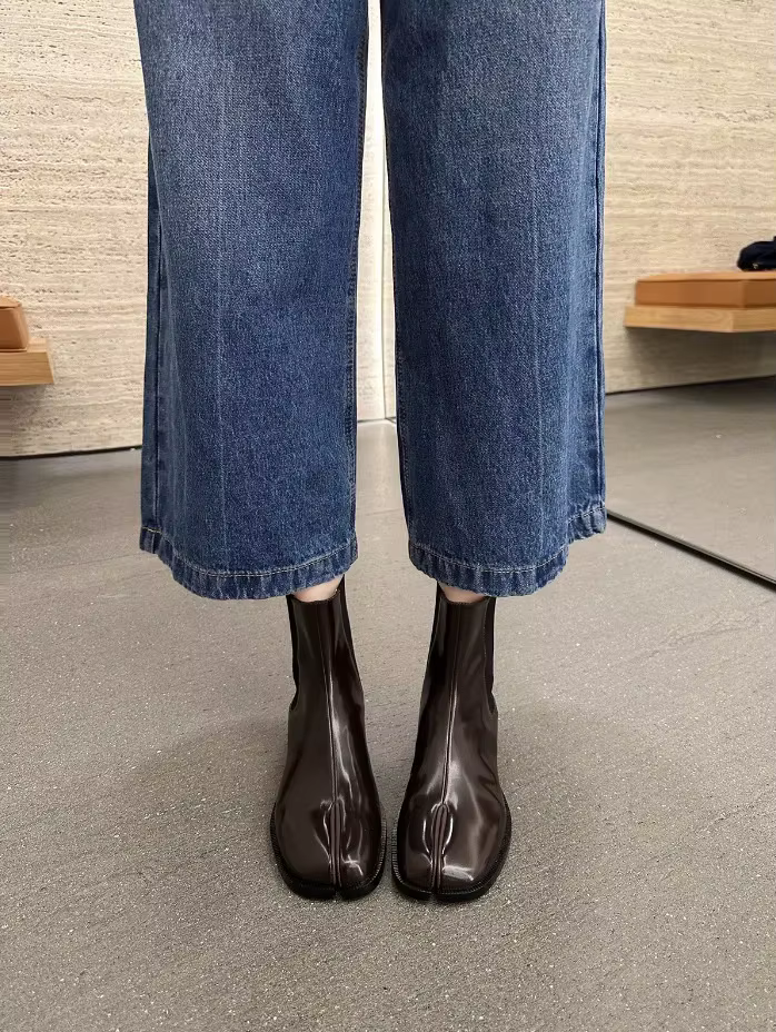 Bottes Chelsea de Style britannique pour femmes, bottes courtes à Tube moyen, élastiques, Design de