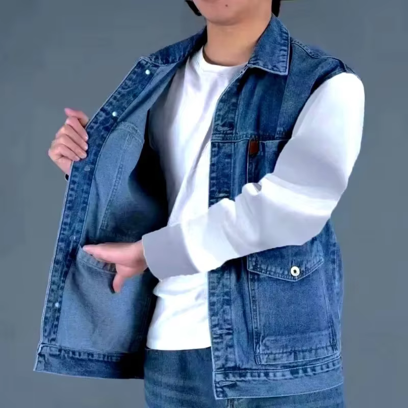Gilet en jean rétro d'été tendance pour hommes, veste Cargo sans manches, vêtements de travail multi