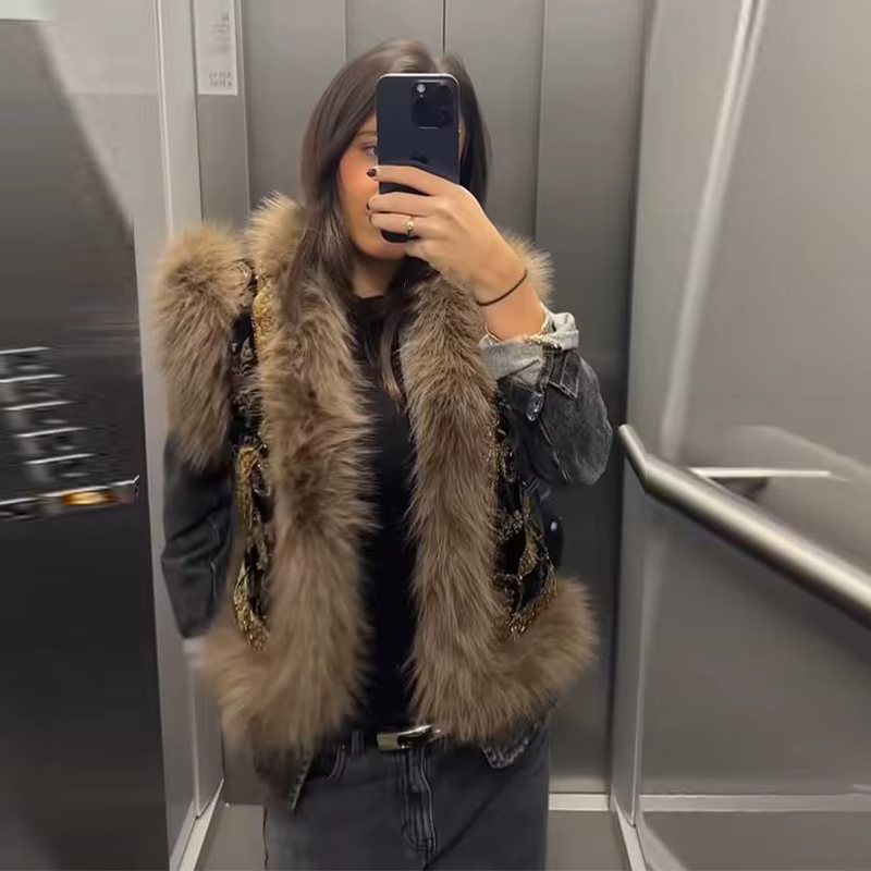 Veste à capuche à paillettes brillantes pour femmes, Parkas tendance avec fermeture éclair, manteaux