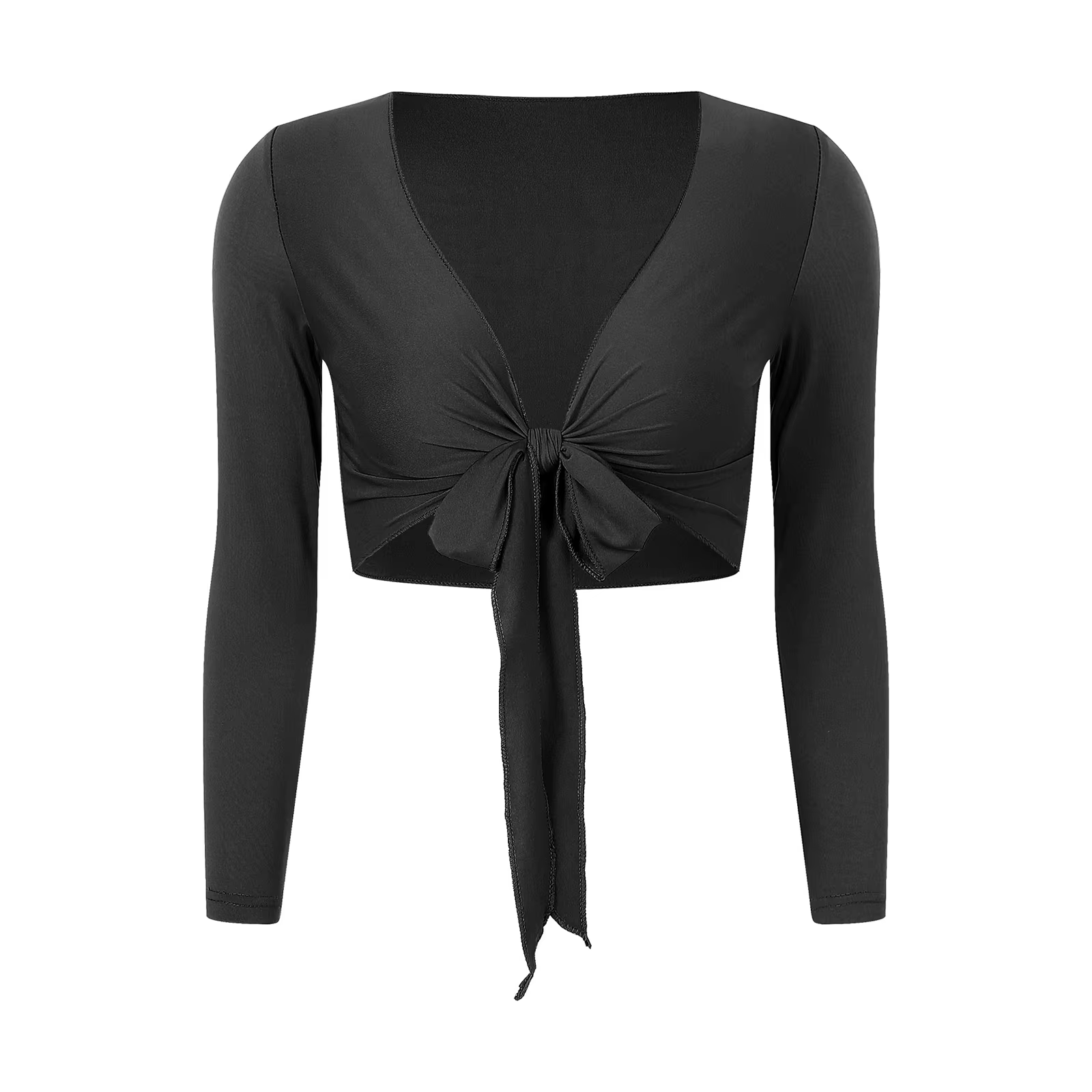 Cardigan à manches longues pour femmes, haut de danse du ventre, auto-cravate, manches longues, cour