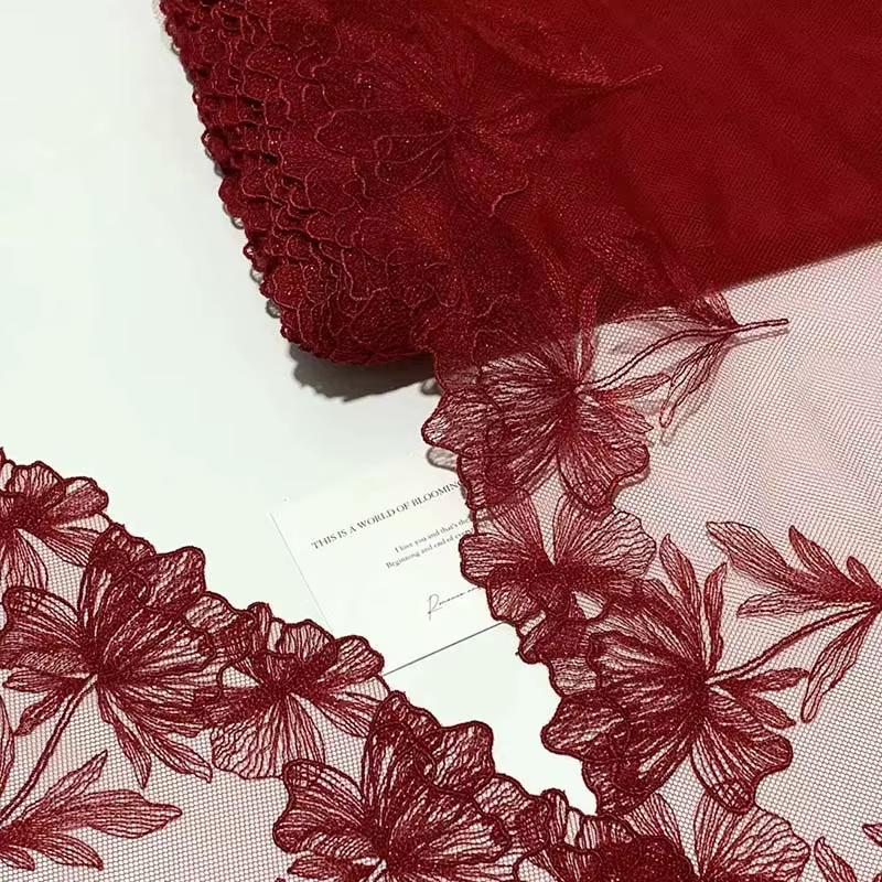 15 Yards de dentelle brodée à motifs feuilles d'érable pour la confection de soutiens-gorge, robes d